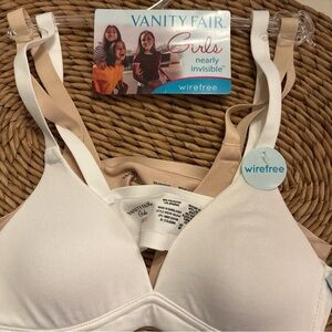 Vanity Fair Women's Wirefree Bras - White and Tan - Sz small